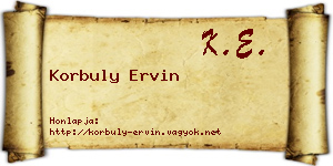 Korbuly Ervin névjegykártya