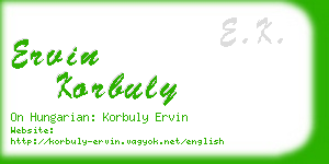 ervin korbuly business card